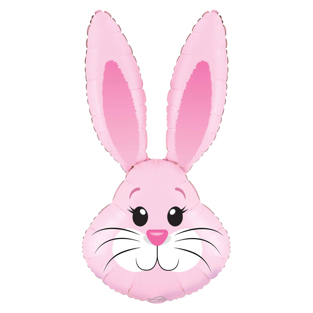 Oaktree 35 inch Pink Cute Rabbit Bunny Head Foil Balloon (unpackaged)