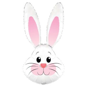 Oaktree 35 inch White Cute Rabbit Bunny Head Foil Balloon (unpackaged)