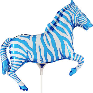 Grabo 14 inch Zebra Blue Mini Foil Balloon (Air Filled)