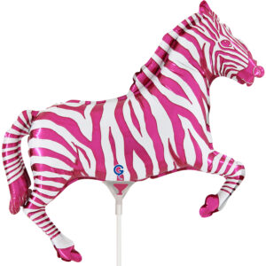 Grabo 14 inch Zebra Fuxia Mini Foil Balloon (Air Filled)