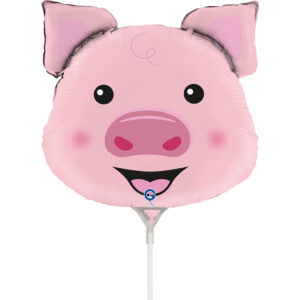 Grabo 14 inch Pig Head Mini Foil Balloon (Air Filled)