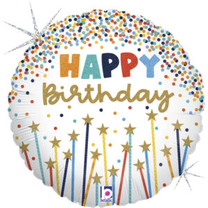Grabo 18 inch Birthday Star Candles Glitter Holo Balloon