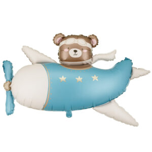 Party Deco 37 inch Bear in Light Blue Plane Foil Balloon