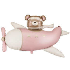 Party Deco 37 inch Bear in Light Pink Plane Foil Balloon