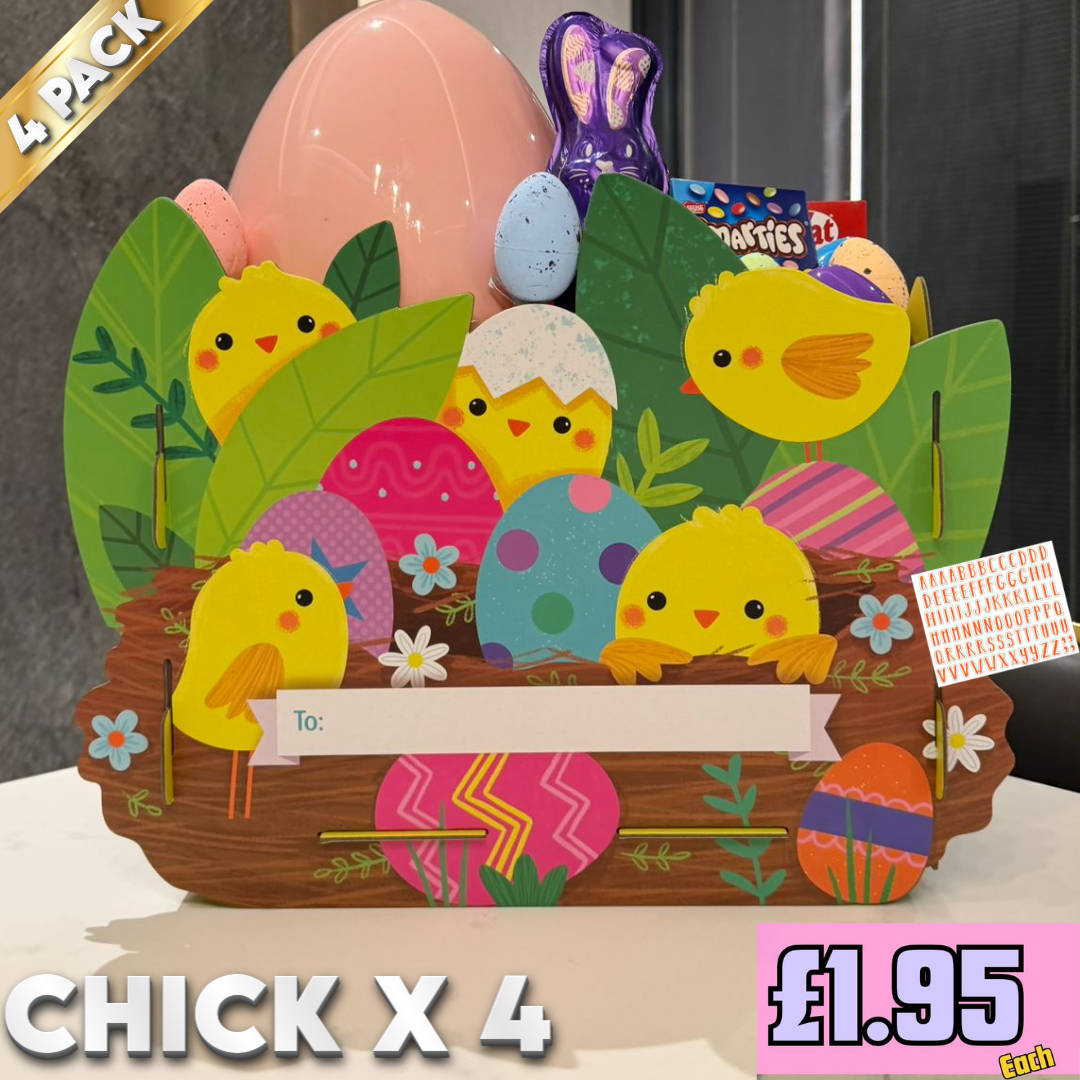 Easter Chick Box 42x33cm with Stickers Pack of 4