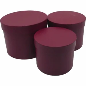 Set Of 3 Hat Boxes Burgundy