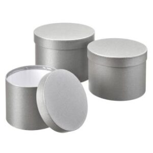 Set Of 3 Hat Boxes Silver