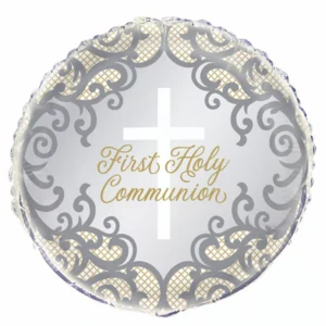 Unique 18 inch First Holy Communion Gold & Silver Foil Balloon