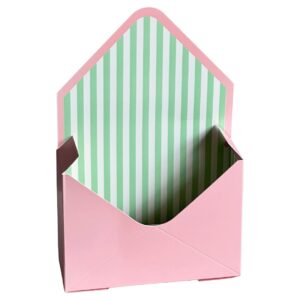 23cm Pink & Green Stripes Envelope Flower Boxes (10 Pack)