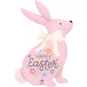 32 inch Pastel Pink Happy Easter Bunny Foil Balloon