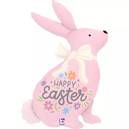 32 inch Pastel Pink Happy Easter Bunny Foil Balloon