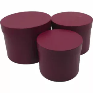 Set Of 3 Hat Boxes Burgundy