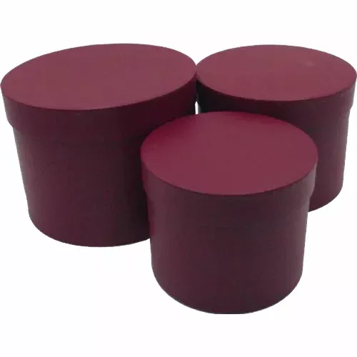 Set Of 3 Hat Boxes Burgundy