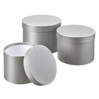 Set Of 3 Hat Boxes Silver