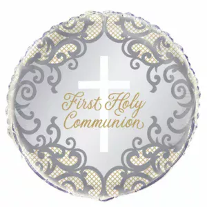 Unique 18 inch First Holy Communion Gold & Silver Foil Balloon