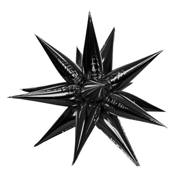 B4U 14 inch 12 point Black Spikey Starburst Mini Foil Balloon