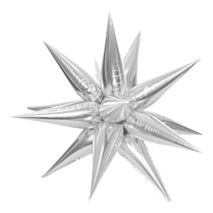 B4U 14 inch 12 point Silver Spikey Starburst Mini Foil Balloon