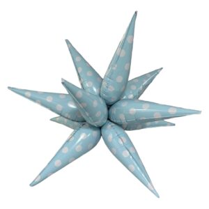B4U 32 inch 12 point Blue Polka Dots Spikey Starburst Foil Balloon