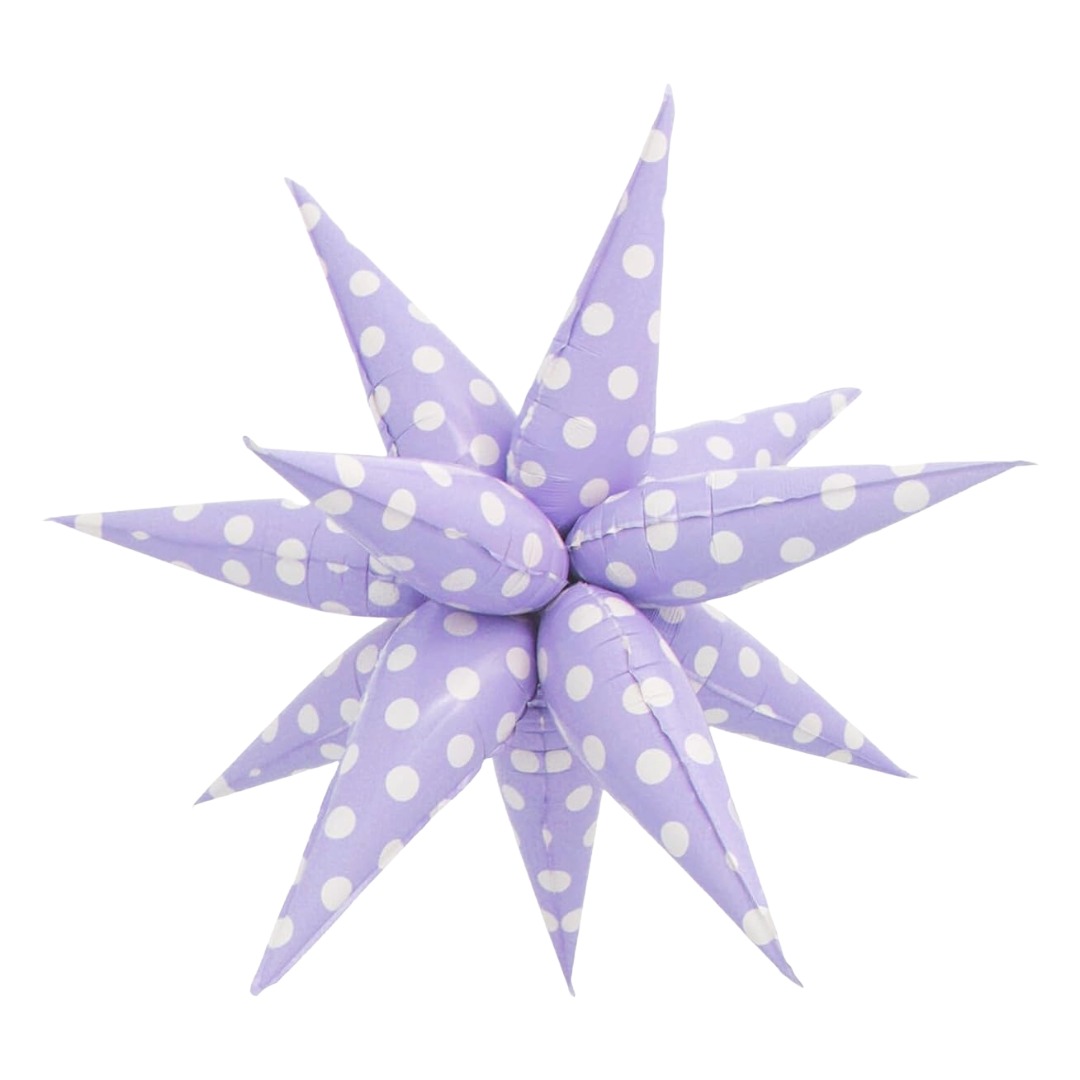 B4U 32 inch 12 point Purple Polka Dots Spikey Starburst Foil Balloon