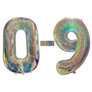 B4U 34 inch Iridescent Foil Numbers Set – 0 to 9 (10-Pack) (Air Fill Only)