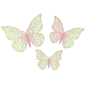 Iridescent Pink 3D Butterfly Adhesive Decorations