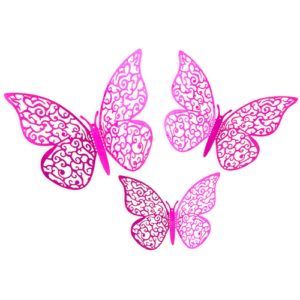 Oaktree Metallic Fuchsia Pink 3D Butterfly Adhesive Decorations (12pk)