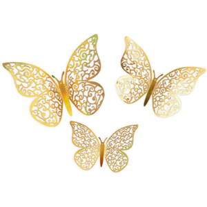Oaktree Metallic Gold 3D Butterfly Adhesive Decorations (12pk)