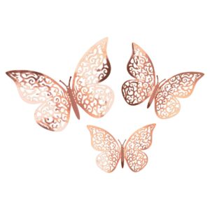 Oaktree Metallic Rose Gold 3D Butterfly Adhesive Decorations (12pk)