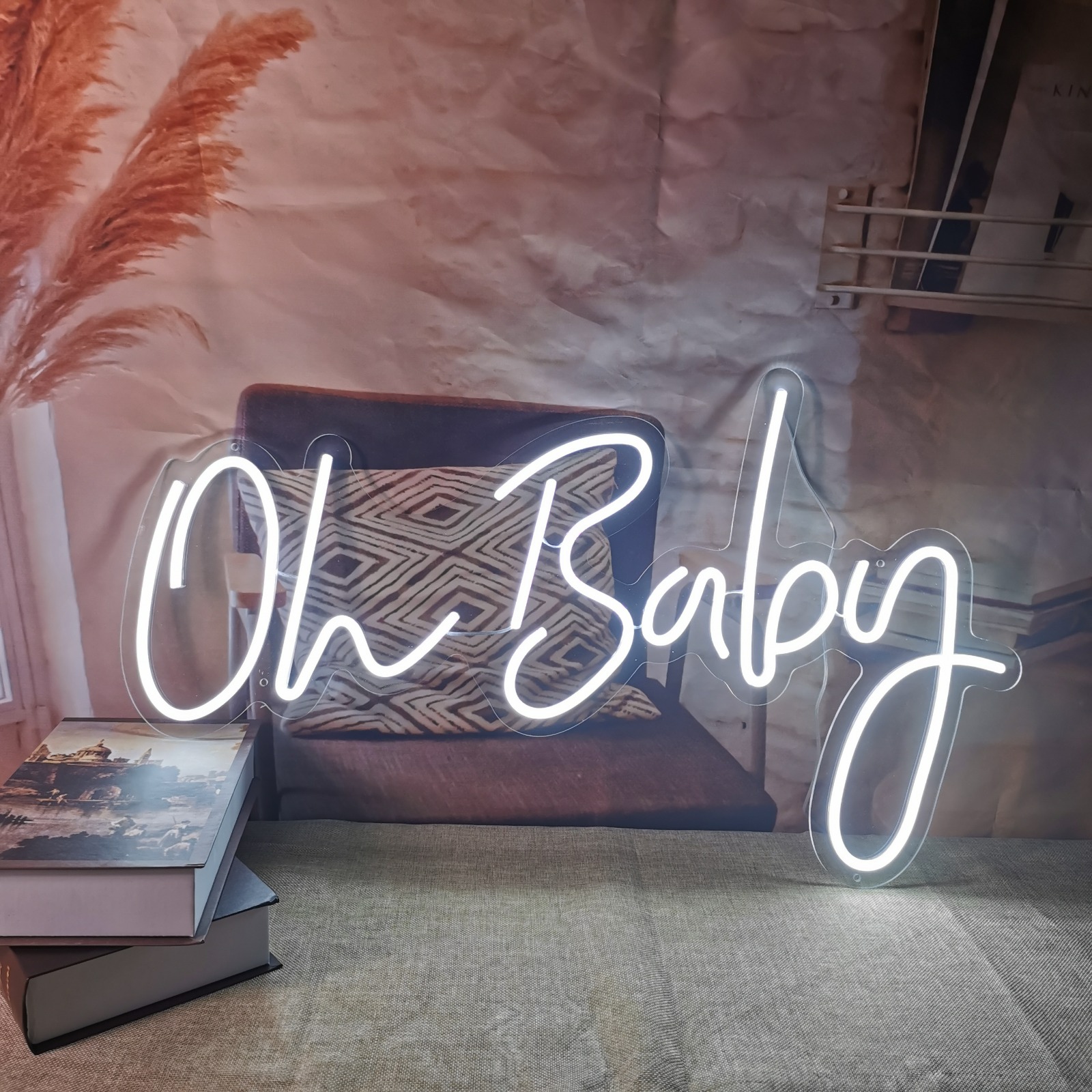 Oh Baby Neon Sign - Cool White 85x47cm
