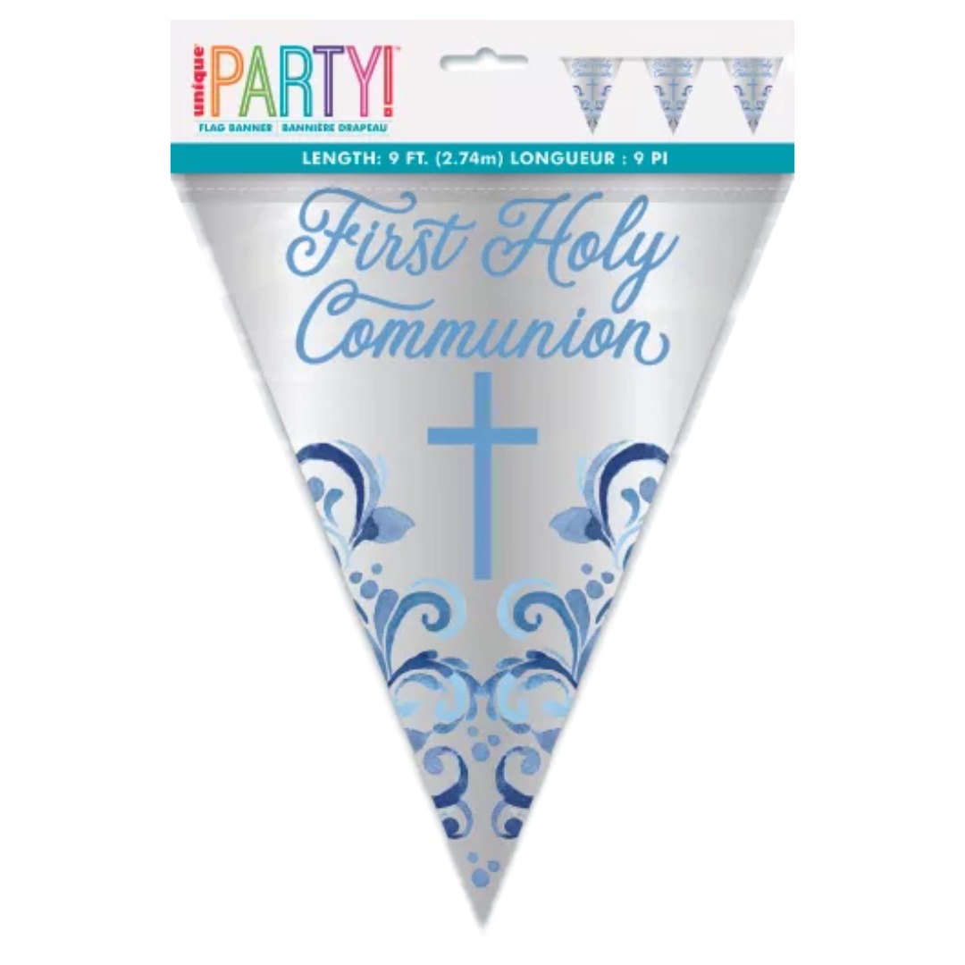 Unique 2.74m First Holy Communion Blue Bunting