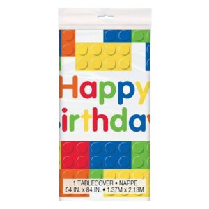 Unique 1.37M x 2.13M Building Blocks Birthday Tablecover