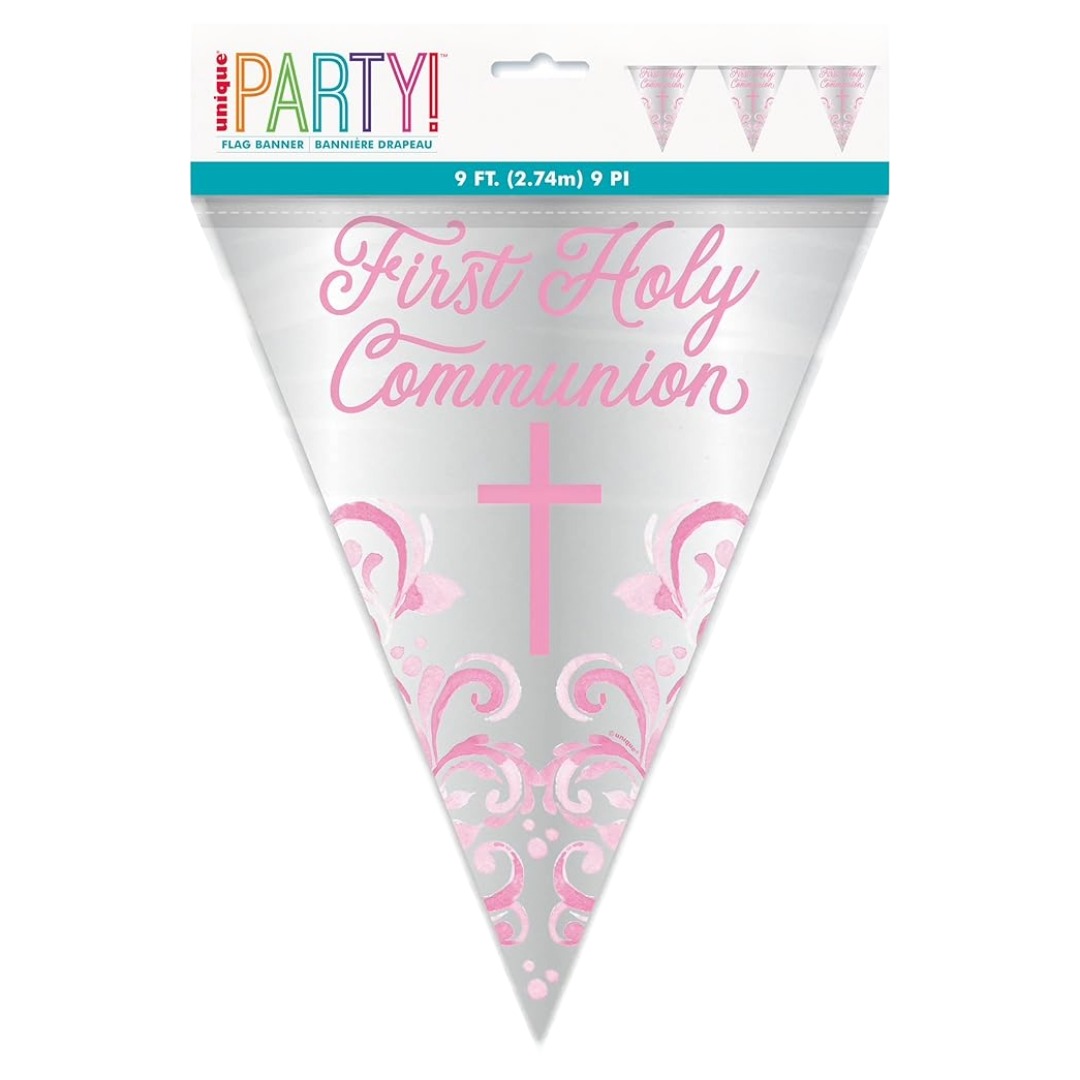 Unique 2.74m First Holy Communion Pink Bunting