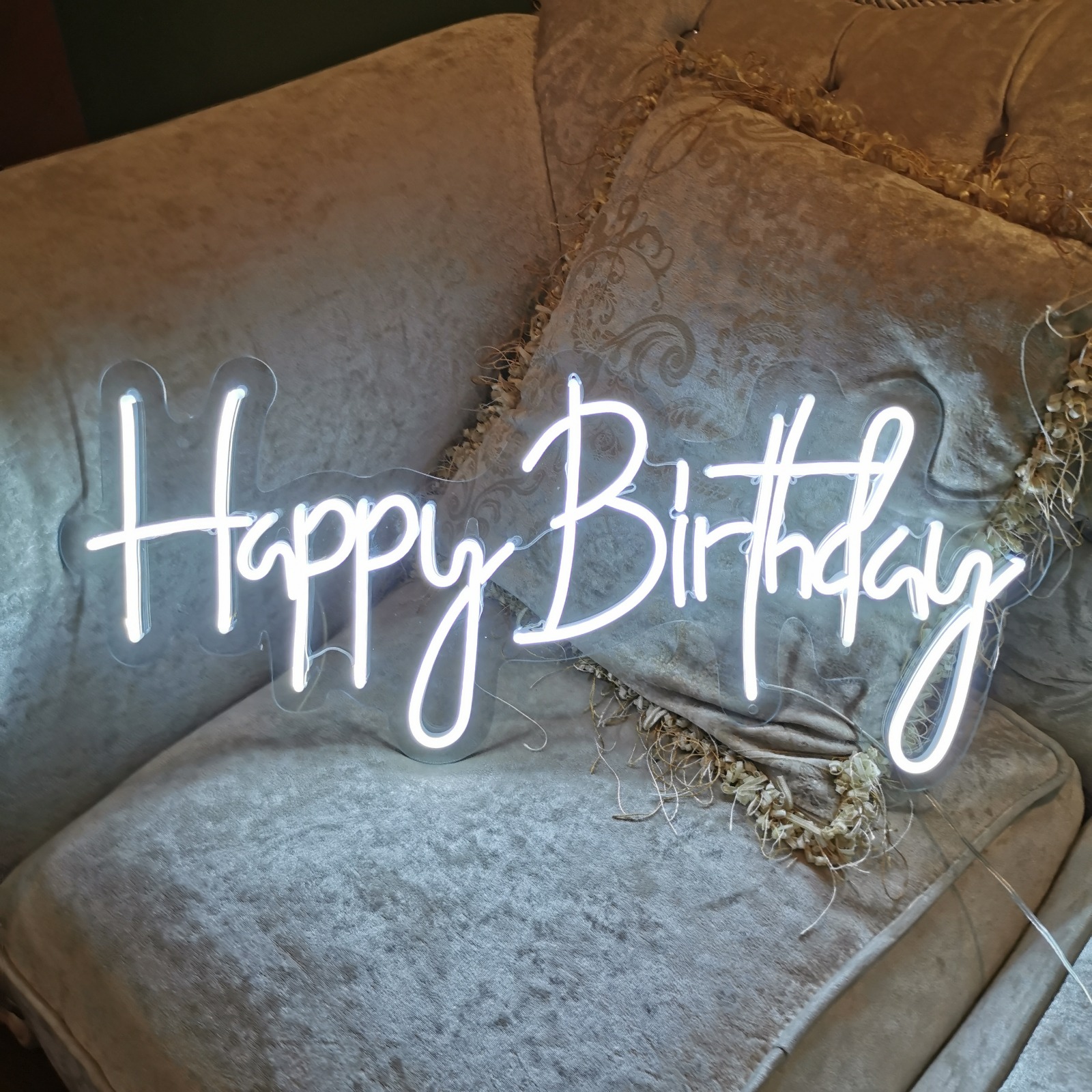 Happy Birthday Neon Sign 80x49cm - Cool White
