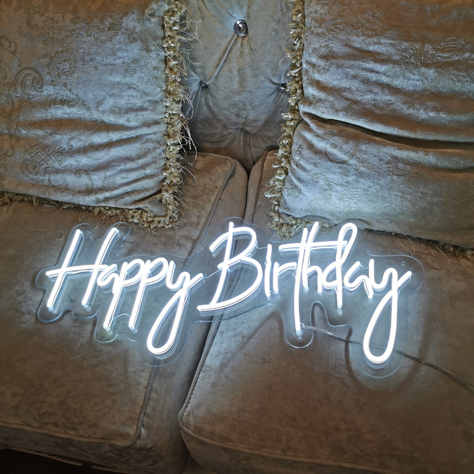 Happy Birthday Neon Sign - Cool White - Image 4