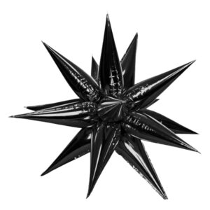 B4U 14 inch 12 point Black Spikey Starburst Mini Foil Balloon