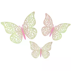 Iridescent Pink 3D Butterfly Adhesive Decorations