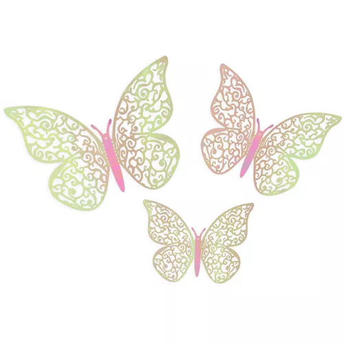 Iridescent Pink 3D Butterfly Adhesive Decorations