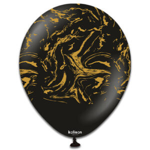 Kalisan 12 inch Nebula Print Black & Gold Latex Balloon