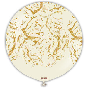 Kalisan 24 inch Nebula Print White Sand & Gold Latex Balloon