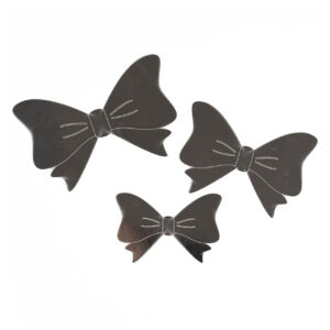 Oaktree Metallic Silver 3D Bow Adhesive Decorations (12)