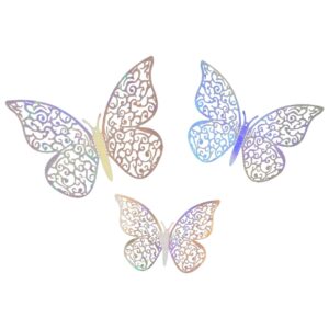 Oaktree Silver Iridescent 3D Butterfly Adhesive Decorations (12pk)