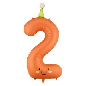 Party Deco 34 inch Party Hat Orange Number 2 Foil Balloon