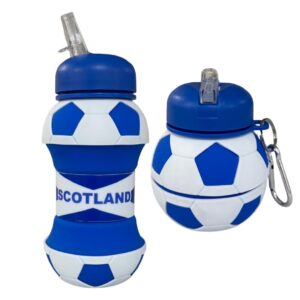 Scotland Blue & White Collapsible Silicone Water Drink Bottle With Carabiner Clip
