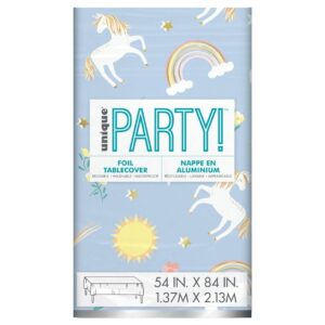 Unique 1.37M x 2.13M Dainty Unicorn Party Foil Tablecover