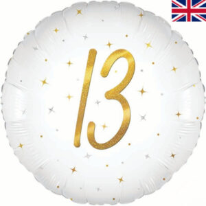 18 inch Age 13 White Elegant Sparkle Holographic Foil Balloon