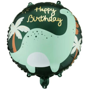 Party Deco 18 inch Happy Birthday Green Brontosaurus Foil Balloon