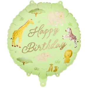 Party Deco 18 inch Pastel Green Safari Happy Birthday Foil Balloon