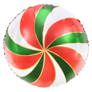 Party Deco 18 inch Red & Green Candy Foil Balloon