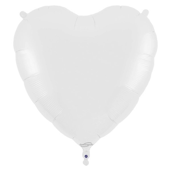 Oaktree 36 inch White Heart Foil Balloon