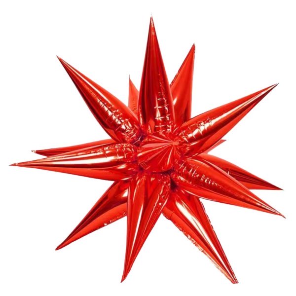B4U 14 inch 12 point Red Spikey Starburst Mini Foil Balloon